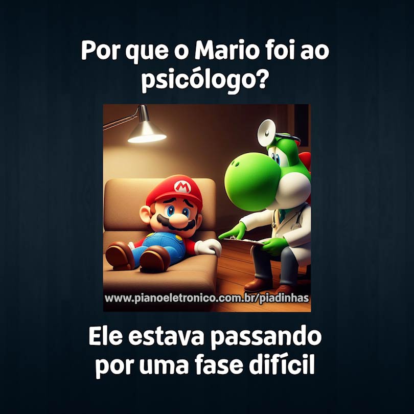Por que o Mario foi ao psicólogo?

Ele estava passando por uma fase difícil